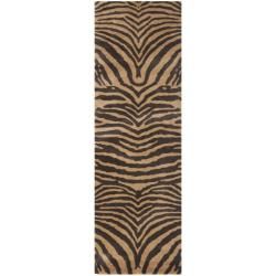 Handmade Tiger Beige/ Brown New Zealand Wool Rug (26 X 12)