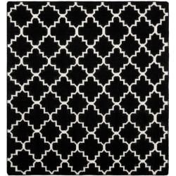 Moroccan Dhurrie Black/ivory Wool Area Rug (6 Square)