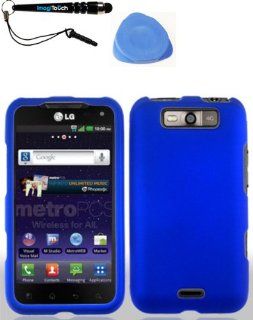 IMAGITOUCH(TM) 3 Item Combo LG MS840 Connect 4G LS840 Viper Rubber Dr. Blue Snap On Hard Case Shell Cover Phone Protector Faceplate (Stylus pen, Pry Tool, Phone Cover) Cell Phones & Accessories