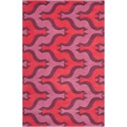 Aimee Wilder Hand tufted Red Courland Geometric Wool Rug (5 X 8)