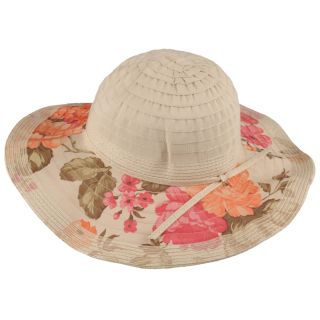 Journee Collection Womens 4.5 in Brim Floral Print Ribbon Hat