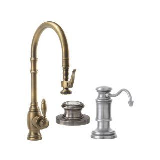 Waterstone 5600 3 APAnnapolis Kitchen Faucet Single Handle with Pullout Spray, Soap/Lotion Dispenser and Air Switch, Antique Pewter   Touch On Kitchen Sink Faucets  