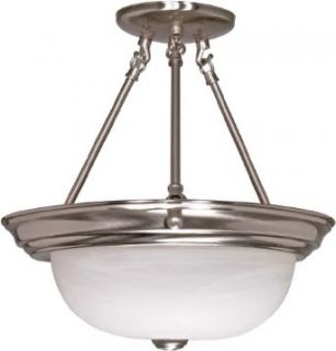 Nuvo Lighting 60/3185 Two Light Interior Home Package Semi Flush with Alabaster Glass, Brushed Nickel, 13 Inch   Close To Ceiling Light Fixtures  