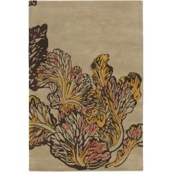 Hand tufted Abstract Floral Mandara New Zealand Wool Rug (79 Round)