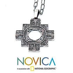 Silver 'Astral Cross' Filigree Necklace (Peru) Novica Necklaces