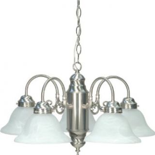 Nuvo 60/1290 Five Light Chandelier with Alabaster Glass, Brushed Nickel    