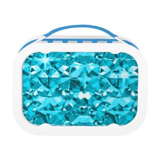Aqua Blue Is Awesome Sparkling Diamonds Lunch Box