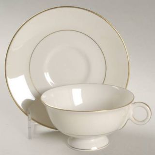 Haviland Gramercy Footed Cup & Saucer Set, Fine China Dinnerware   New York, Gol