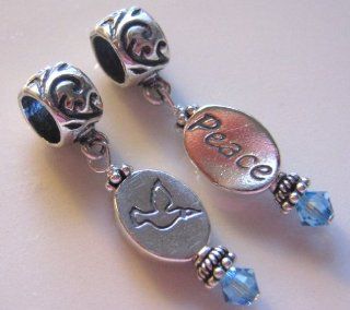 Peace, Silver, Aquamarine, Crystal, Dangle Bead Charm European  Other Products  