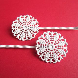 vintage style lace hair clips by ilovehearts