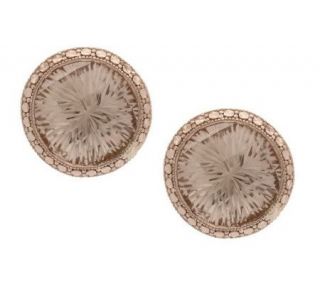 Round Diamond Cut & Crystal Quartz Stud Earrings 14K Gold —