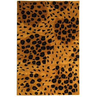 Handmade Leopard print Gold/ Black N. Z. Wool Rug (36 X 56)