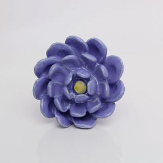 large blue ceramic sky flower knob by trinca ferro