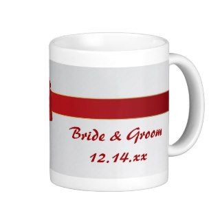 Red Bows Winter Wedding Coffee Mug