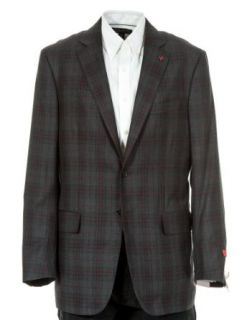 Isaia Mens jacket blazer Grey/Red 140s 100% wool tartan plaid 54 L at  Mens Clothing store