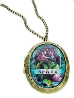 Fallen Saint Tattoo Rose Sailor Cameo Locket Necklace Jewelry