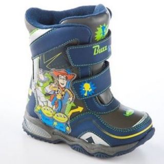 Disney Toddler Boys Toy Story Light up Snow Boots with Buzz Lightyear & Woody (8) Shoes