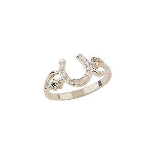 Beautiful Authentic Black Hills Diamond cut Gold Sterling silver Women's Horseshoe Ring Right Hand Rings Jewelry