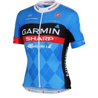 Castelli 2013 Men's Garmin Sharp Aero Race Short Sleeve Cycling Jersey   V3900 (azure/black/red   M)  Sports & Outdoors