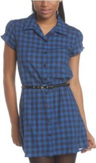 Self Esteem Juniors Plaid Woven Belted Tunic Top, Blue, Small Button Down Shirts