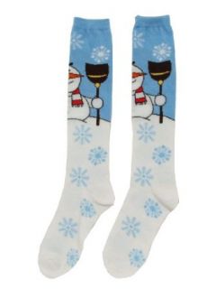 White Snowman Christmas Knee High Socks Clothing