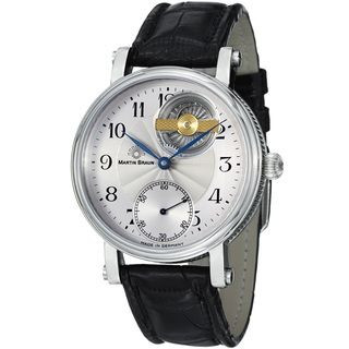 Martin Braun Men's 'La Belle' Silver Dial Black Leather Strap Watch Martin Braun Men's More Brands Watches