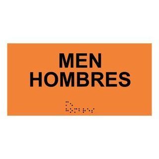 ADA Men Bilingual Braille Sign RSMB 430 BLKonORNG Mens / Boys  Business And Store Signs 