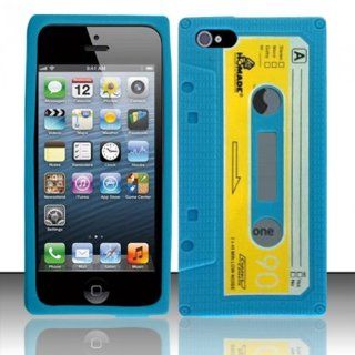 For iPhone 5 (AT&T/Verizon/Sprint/Cricket) Cassette Silicon Skin Case   Blue SCCS Cell Phones & Accessories