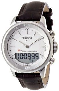 Tissot Men's T Touch Classic T083.420.16.011.00 Brown Leather Swiss Quartz Watch with White Dial Tissot Watches