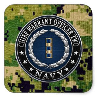 [500] Navy Chief Warrant Officer 2 (CWO2) Square Stickers