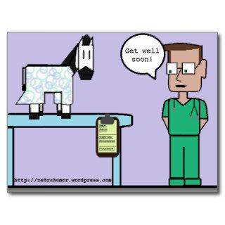 Zebra Humor "Get well soon" Postcard