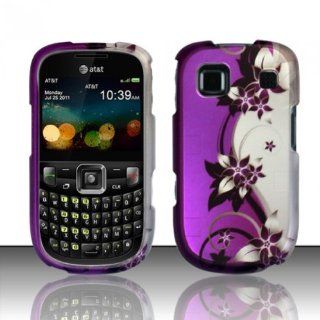 [Extra Terrestrial]For ZTE Z431 (AT&T) Rubberized Design Cover   Purple/Silver Vines Cell Phones & Accessories
