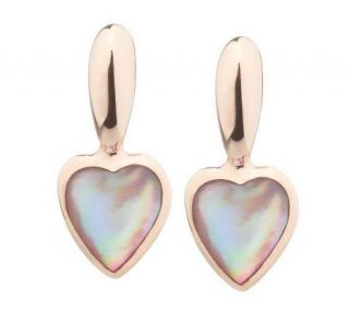 Kabana Gemstone Inlay Heart Earrings 14K Gold —