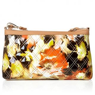 Sharif Abstract Print Patent Crossbody with Leather Trim