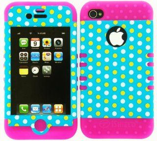 Cell Armor IPHONE4G RSNAP TE432 Rocker Snap On Case for iPhone 4/4S   Retail Packaging   White and Yellow Dots on Blue Cell Phones & Accessories