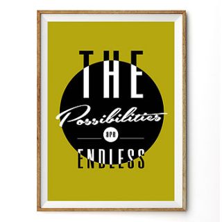 'endless possibilities' typography print by rock the custard