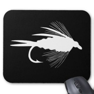 White Fly Fishing lure graphic Mouse Pads