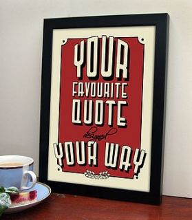 personalised quote print, vintage style by fizzy lemonade
