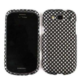 ACCESSORY HARD TEXTURED CASE COVER FOR SAMSUNG SCH I425 3D BLACK WHITE CHECKERBOARD Cell Phones & Accessories