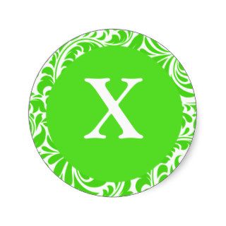 Monogram X Lime Color Custom Wedding Monograms Sti Round Stickers