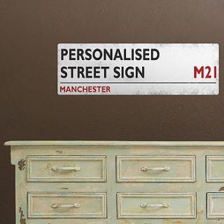 personalised british street sign wall sticker by the binary box
