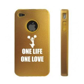 Apple iPhone 4 4S Gold D4329 Aluminum & Silicone Case Cover One Life One Love Cheer Cell Phones & Accessories