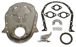 Chevy Big Block 396 402 427 454 Steel Timing Chain Cover Set w/ Timing Tab   Chrome Automotive