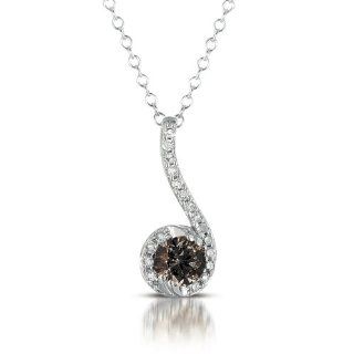 Valentine Chocolate Brown Diamond Halo Solitaire Pendant Necklace 14k White Gold Gift for your loved one Jewelry