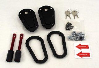 AeroCatch Plus Flush Locking Hood Latch and Pin Kit   Black   Now includes Molded Fixing Plates   Part # 120 2100 Automotive