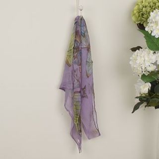 lilac butterfly 100% silk scarf by dibor