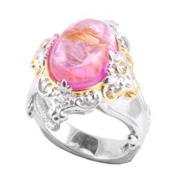 Michael Valitutti Two tone Pink Rutilated Quartz and White Sapphire Ring Michael Valitutti Gemstone Rings