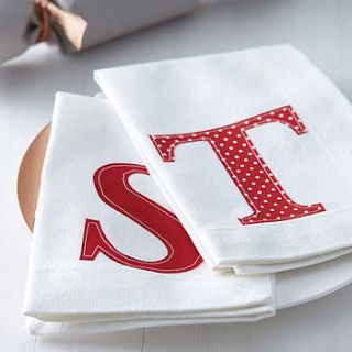 set of four initial napkins by little foundry
