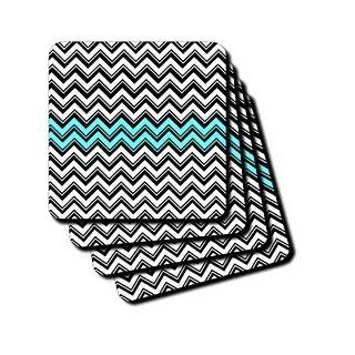 cst_65775_3 Anne Marie Baugh Chevron Stripes   Gray and Turquoise Chevron Stripes   Coasters   set of 4 Ceramic Tile Coasters Kitchen & Dining