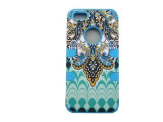 Mocase New 3 piece Butterfly Tribal Pattern High Impact Hybrid Combo Hard Case for iPhone 5 5S 5G Blue Cell Phones & Accessories